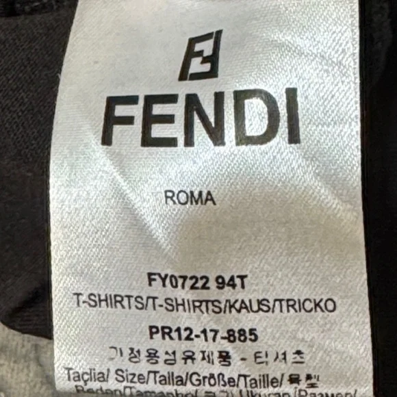 Fendi FF Mesh Panel Black T‑Shirt (Flawed Embellishment) size Large - Picture 14 of 14
